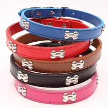 PU Leather Dog Collar Design Bone Charm Studded Collars For Small Medium Large Dogs Necklace Pet