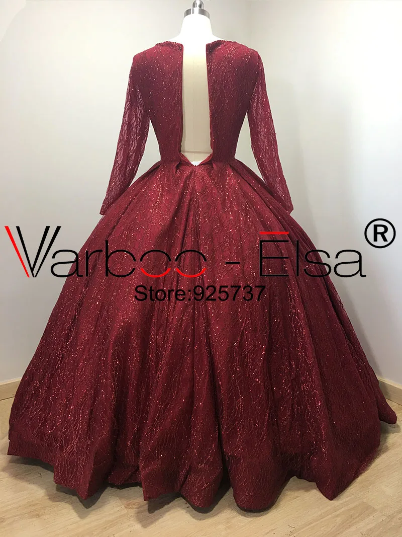VARBOO_ELSA шикарные красные вечерние платья с блестками 2018 настоящие фото Длинные