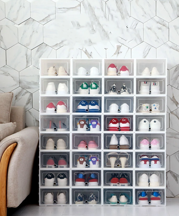 

6Pcs/set Shoe Organizer Drawer Transparent Plastic Shoe Storage Box Rectangle PP Thickened Shoes Organizer Drawer Shoe Boxes