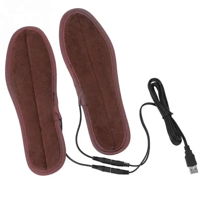 1 Pair USB Heated Insoles Soft Lint Electric Heated Shoe Insoles