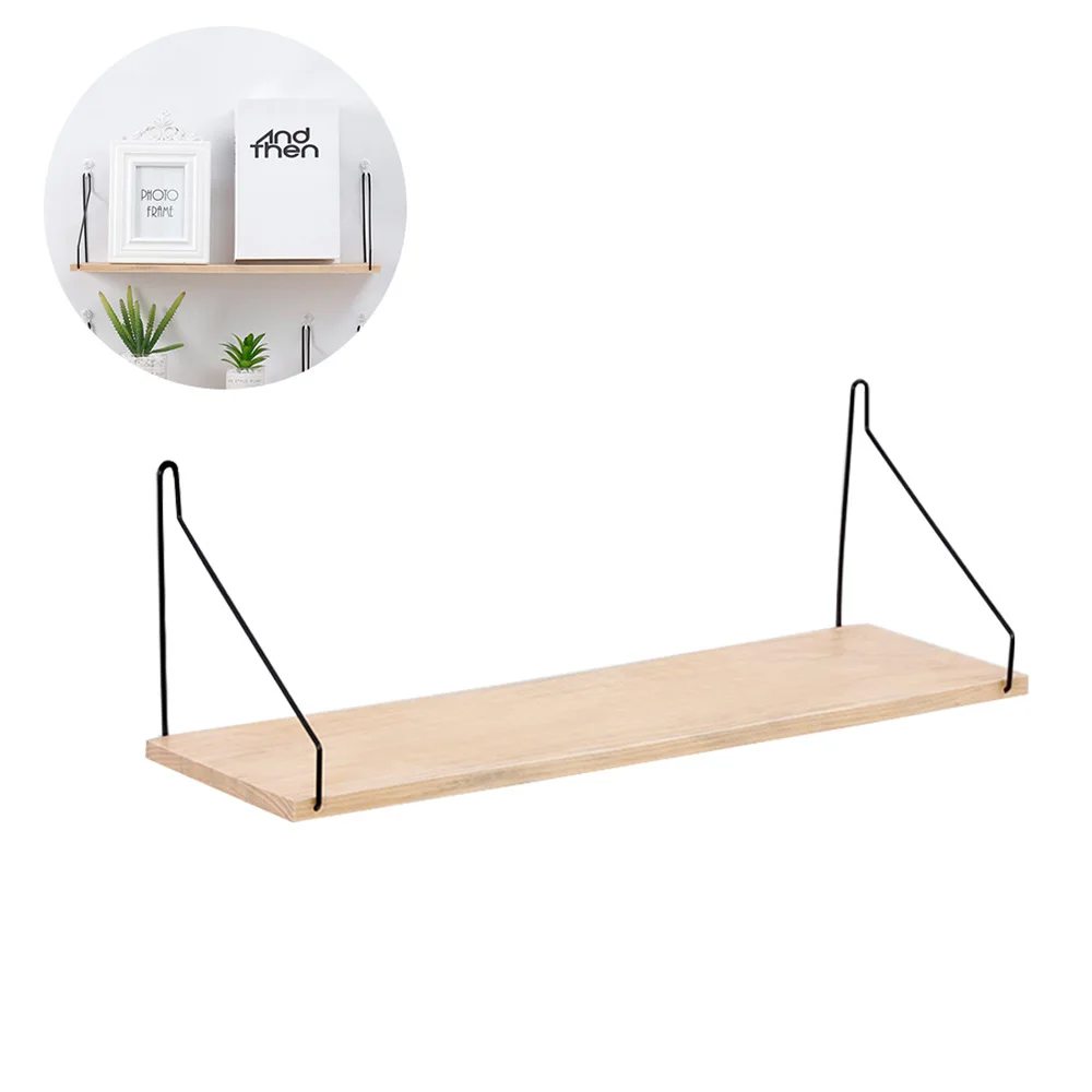 SHGO-Nordic Wooden Wall Shelf Iron Partition Board Bedroom Tv Hanging Storage Rack For Home And Living Room | Обустройство дома