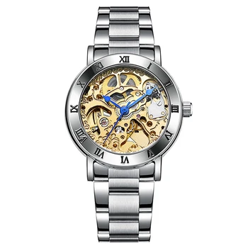 

Fashion Women's Mechanical Watch Automatic Waterproof Stainless Steel Strap Skeleton Sport Watch Women Mechanical Wristwatch