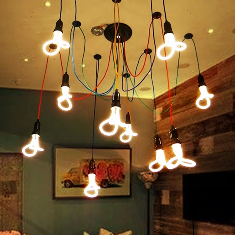 

Modern Pendant Lights Energy Saving Bulbs Spider Pendant Lamps 6/8/10/12 Arms Colorful Fabric Core DIY Home Decoration Lightin