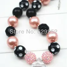 10 шт. в партии розовый жемчуг коренастый bubblegum ожерелье разноцветные шарики большой камень кулон дети и маленькая девочка CB026