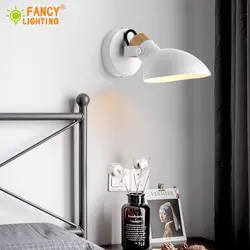 (E14 лампочка бесплатно) современный настенный светильник железная Белая настенная лампа с поворотом на 360 ° для