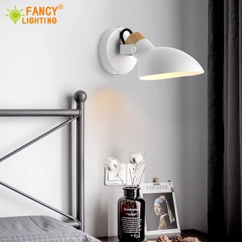 

(E14 Bulb For Free) Modern Led Wall Light With Switch 360° Rotation indoor Wall Lamp White bathroom/bedroom lights bedside lamp