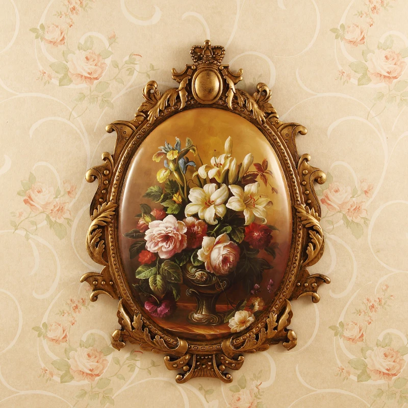 Günstige Europäische High grade Harz Wandbild Dekoration Hause Wohnzimmer Sofa Hintergrund Malerei Retro Ornamente Handwerk Hochzeit Geschenk Kunst