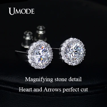 UMODE Fashion Hearts & Arrows Perfect Cut Cubic Zirconia Crystal Stud Earrings for Women Jewelry Drop Shipping 2016 UE0096