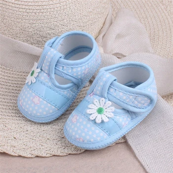 

Newborn Baby Boys Girls Crib Shoes Polka Dot Floral Print Cute Small Daisy Soft Sole First Walker Non-slip Toddler Shoe 3-9M A20