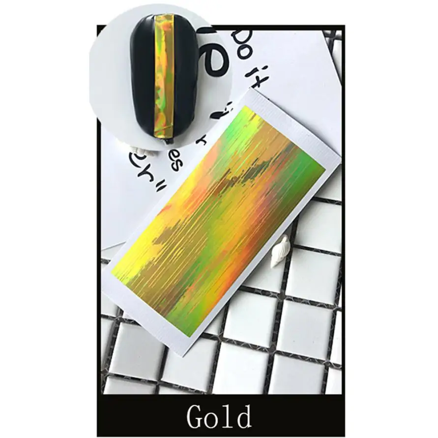 

NEW Multiple-Use Nail Art Gold Silver Stencil Stickers Glue Manicure Decor X7215Down