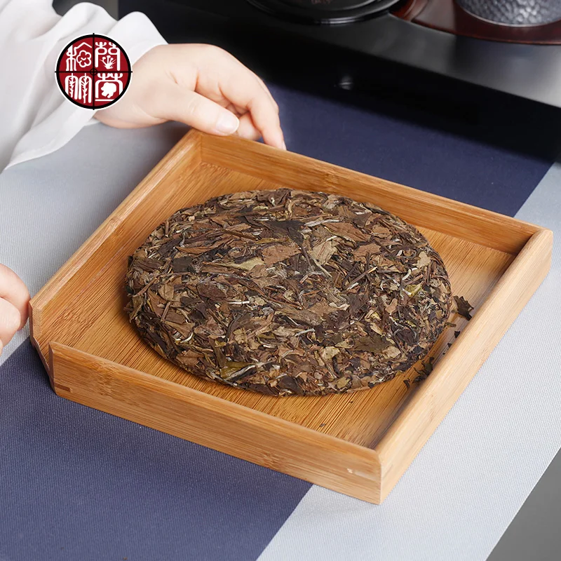 

Square Bamboo Tea Caddies Box Wood Color Tea Tray Kungfu Tea Set Accessories Single Layer A