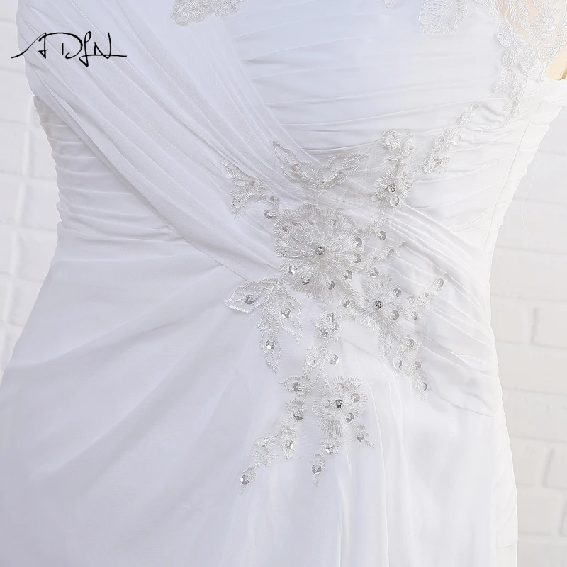 ADLN сток размера плюс свадебные платья элегантные v-образный вырез белый/слоновая кость Аппликация бисером шифон пляжное свадебное платье Vestidos de Novia