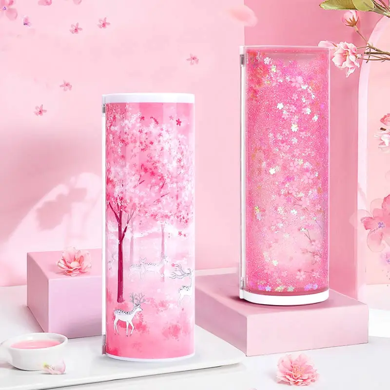 

Craft Storage Cases Quicksand Translucent Creative Multifunction Cylindrical ipen Pencil case Stationery Box Pen Holder Newmebox