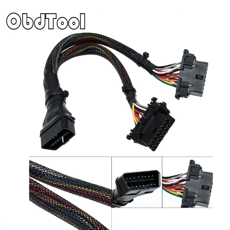 

OBDTOOL OBD II cable 16 Pin OBD 2 Splitter Adapter Extension Cable Male to Dual Female Y Connector obd2 extended interface line