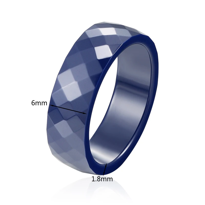 Ceramic Ring Dark Blue And Black Multi-Faceted for Men Women Jewelry Gift