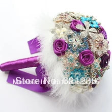 Фиолетовый Свадебный букет/ювелирный букет ручной работы/свадебный букет/фиолетовый брошь букет