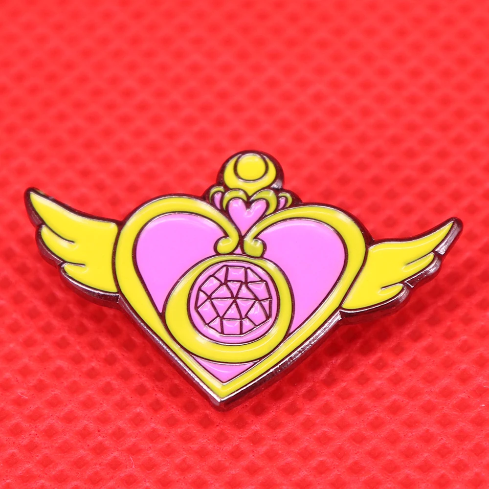 

Sailor Moon enamel pin magic wand brooch angel wings badge pink crisis heart pins cute cartoon jewelry girls gift women accessor