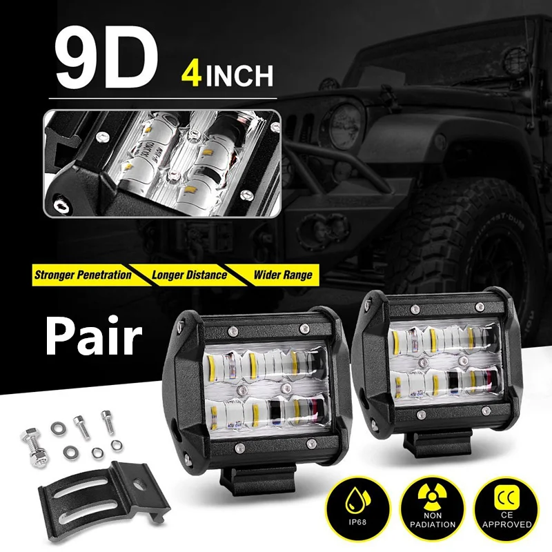 

1Pair 4" Eye Spot LED Light Work Bar Lamp for Jeep Truck Boat Offroad 12/24V 10800LM