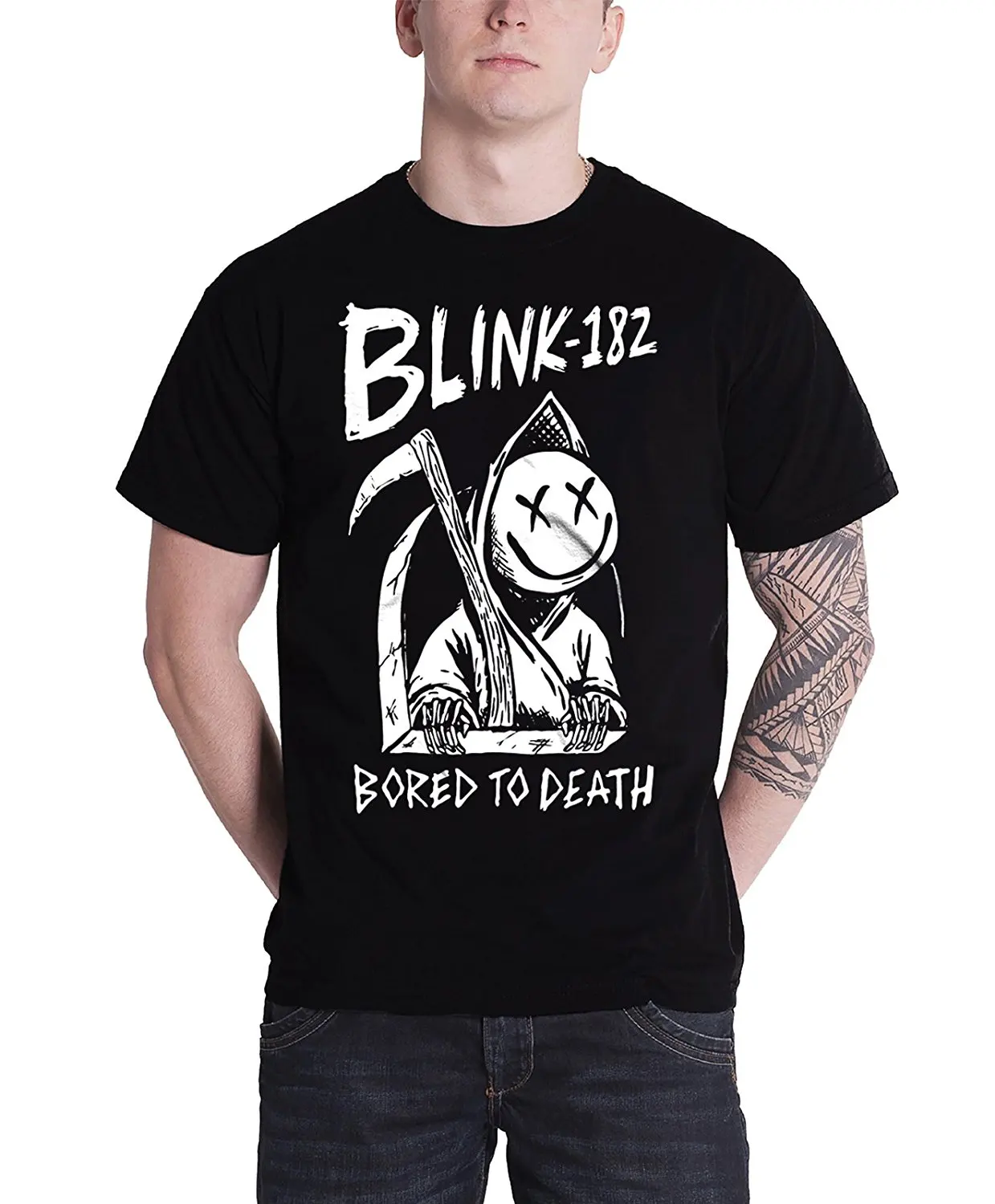 New Funny Brand Clothing Men'S Crew Neck Short Short Blink 182 T Shirt Band Logo Bored To Death