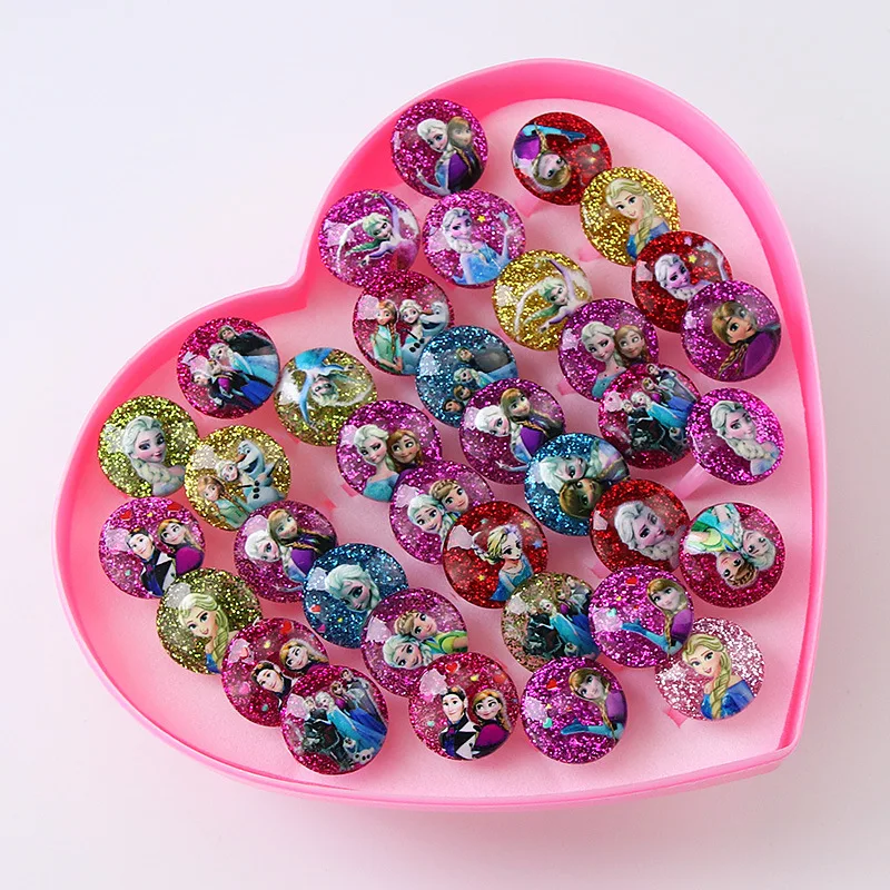 36pcs/lot Kids Heart-shaped Box Ring Party Gifts for Guests Children Finger Rings Birthday Party Decor Favors Supplies