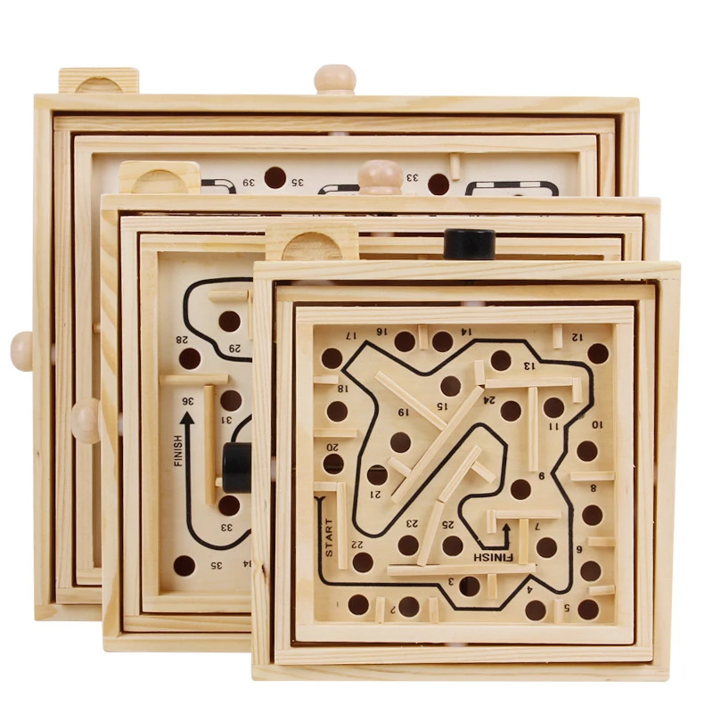 子供のためのモンテッソーリ3d迷路ゲーム,木製の迷路のおもちゃ,教育玩具,手作りのパズル,ローリングビーズ,男の子へのギフト|パズル| -  AliExpress