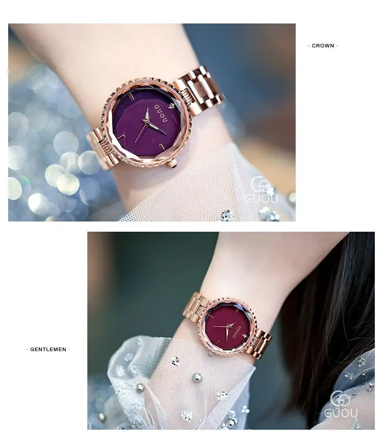 GUOU женские часы модные часы женские роскошные часы из розового золота простые женские часы с бриллиантами relogio feminino saat