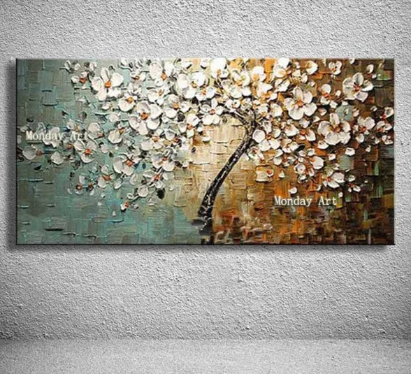 Large handmade Thick Textured picture HandPainted Palette Knife Flower Oil Painting Canvas Wall Art For Living Room Artwork - Цвет: Бургундия