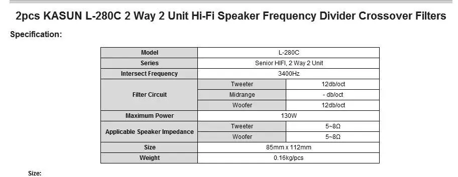 2 шт. KASUN L-280C 2 Way 2 блок Hi-Fi динамик кроссовер с делителем частоты фильтры