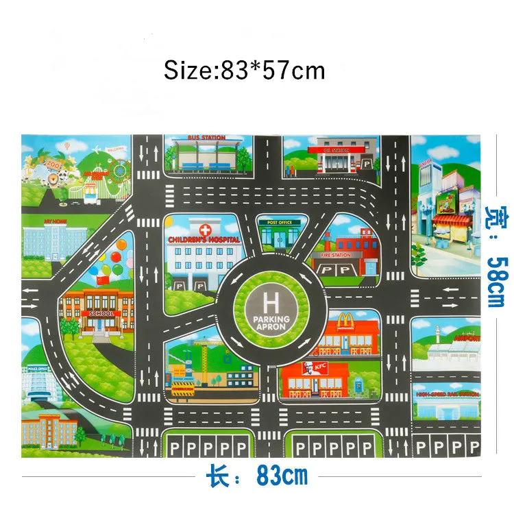 83*57 см/130*100 см большой городской дорожный Автомобильный парк Игровой Коврик Водонепроницаемый нетканый детский игровой коврик игрушка для детей - Цвет: Mat A