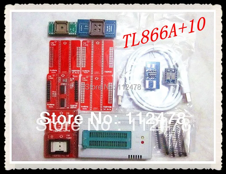 

Free Shipping Russian&English Software V8.30 MiniPro TL866 BIOS USB Universal Programmer TL866A & TL66II plus +11 IC adapters