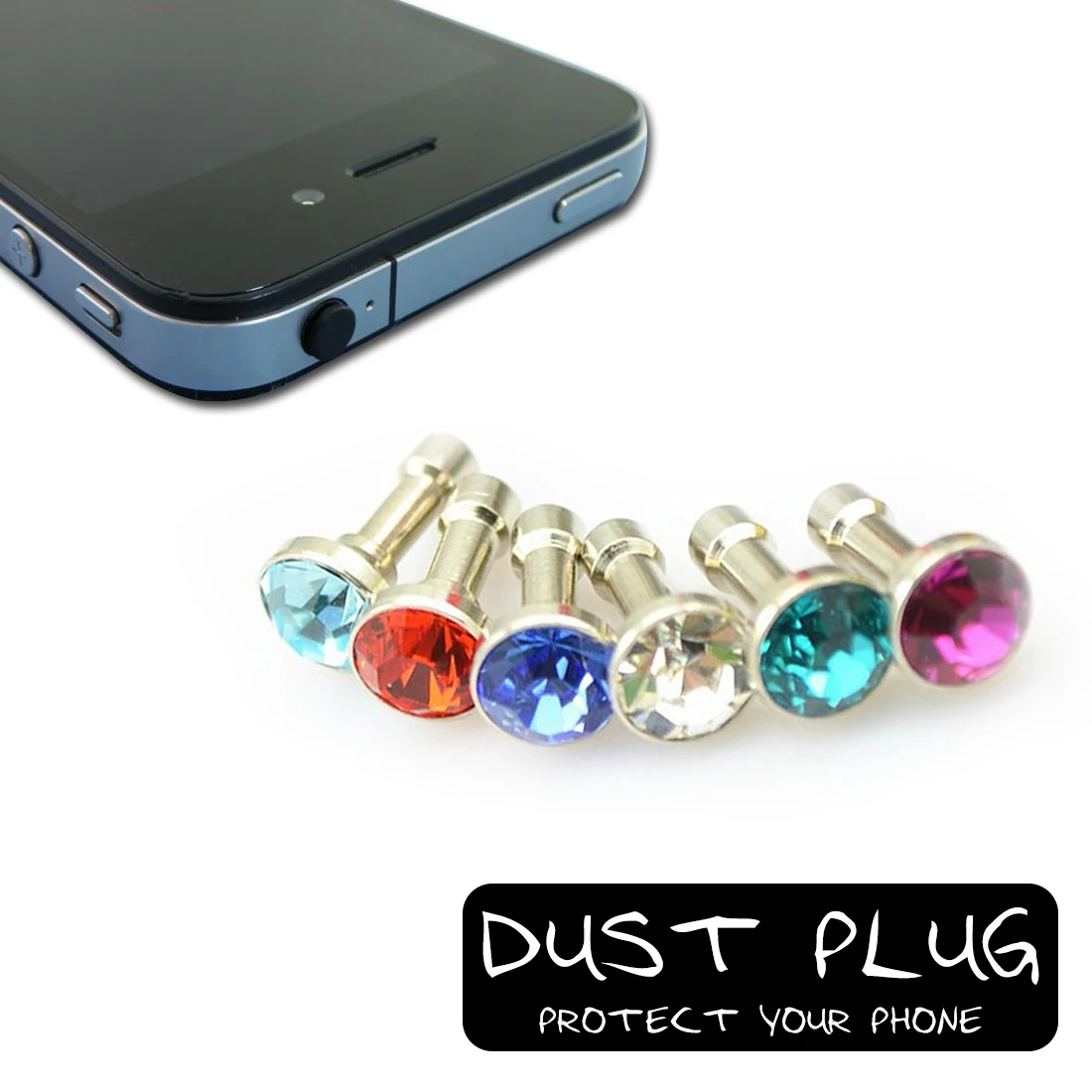 Marsnaska 5pcs Universal 3.5mm Diamond Dust Plug Mobile Phone accessories Earphone Plugs For iPhone 5 5s 6 6s