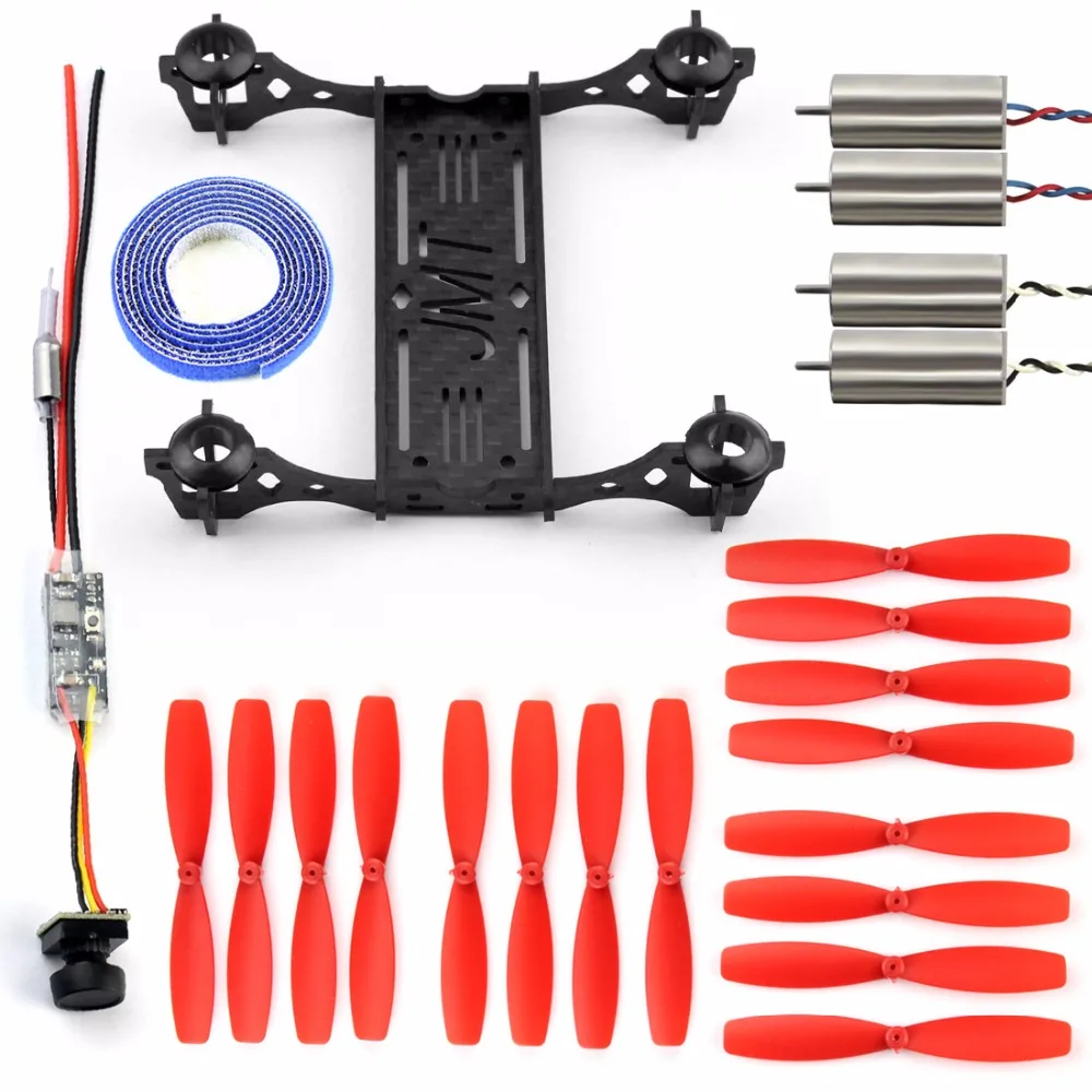 

Mini 100mm Carbon Fiber Frame Kit with Q25 VTX+CAMERA 8520 Brushed CW CCW Motor Props for DIY RC Indoor FPV Racer Drone F19602-C