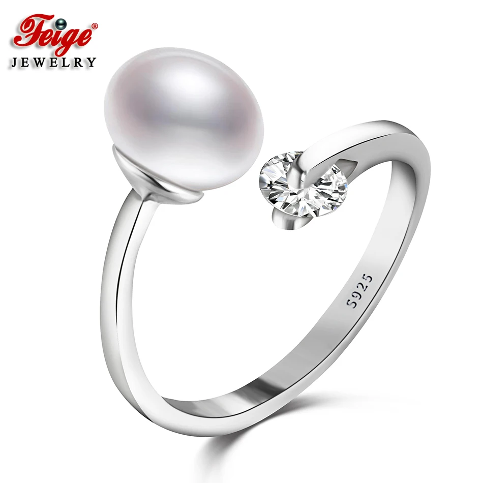 Classic 925 Sterling Silver Pearl Ring for Women Anniversary Jewelry