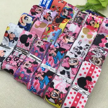 

New random set of 25mm hot mix of Mickey cartoon sales pattern printed grosgrain ribbons, 1 y / style