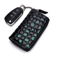 Модный держатель для ключей из лакированной кожи, многофункциональный брелок для ключей, сумка унисекс, спилок, кожаный кошелек для ключей, роскошный мужской кошелек для ключей, синий цвет