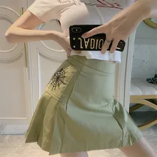 Корейский Ins юбки женские летние с принтом паука с высокой талией Мини плиссированные юбки новые модные повседневные Harajuku сексуальные юбки женские