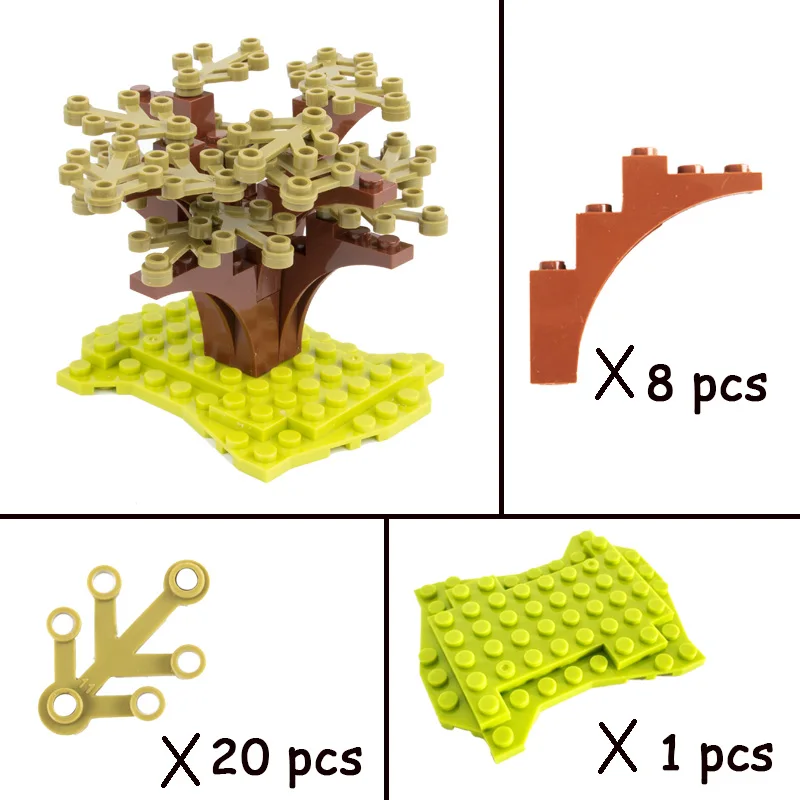 Город Военные Аксессуары строительные блоки садовые деревья растения блоки кирпичи игрушки рождественские фигурки части лес камуфляж лист - Цвет: 1901-02-05