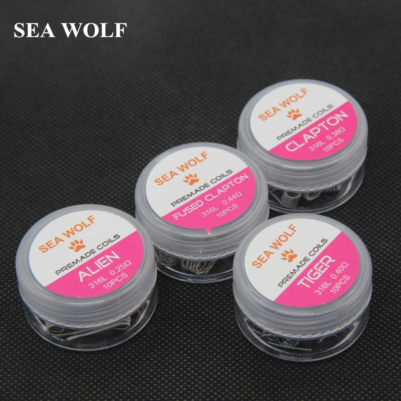 

SEA WOLF Prebuilt Coil Alien /Fused Clapton / Clapton Premade Coils SS316L For RDA RTA DIY Atomizer 10 Pieces/box