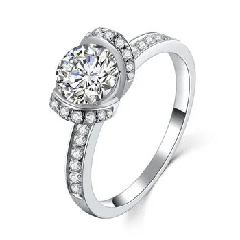 

1Ct 6.5mm Test Positive Moissanite Diamond Ring test positive WARRANTY Solid 925 Sterling Silver Propose Engaged Ring