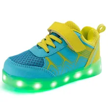 18 цветов; детский светодиодный светящийся обувь; дышащие ботинки с подзарядкой через USB для мальчиков; повседневная детская светящаяся обувь для девочек с подсветкой; Размеры 25-37