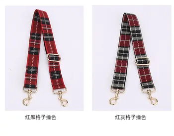 

Plaid Contrast Bag Strap Accessories for Women Adjustable Shoulder Handbag Straps Decorative Handle Replacement Ornament Red