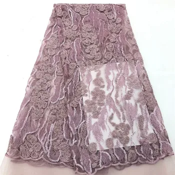 

French African Lace Fabric High Quality African Embroidered Tulle Lace Fabric For 2018 Wedding Dress with sequins RF4-52