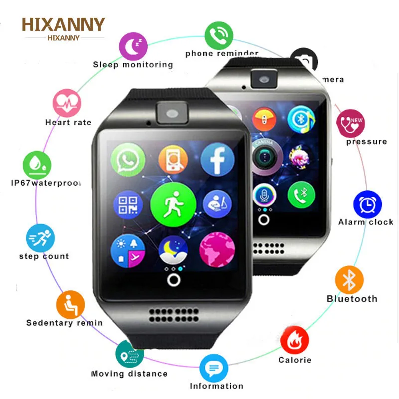 

2019 Smart Watch With Camera, Q18 Bluetooth Smartwatch SIM TF Card Slot Fitness Activity Tracker Sport Watch