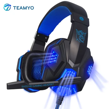 

Teamyo Fashion Luminous Headphones Game Earphones Earphones with Microphone Stereo Bass Headphones for Computer PC Gamers