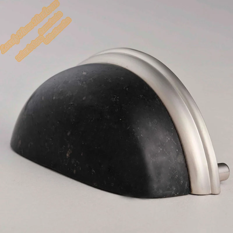 76mm Stone Pull Handle Cupboard Handles,Black Galaxy Granite