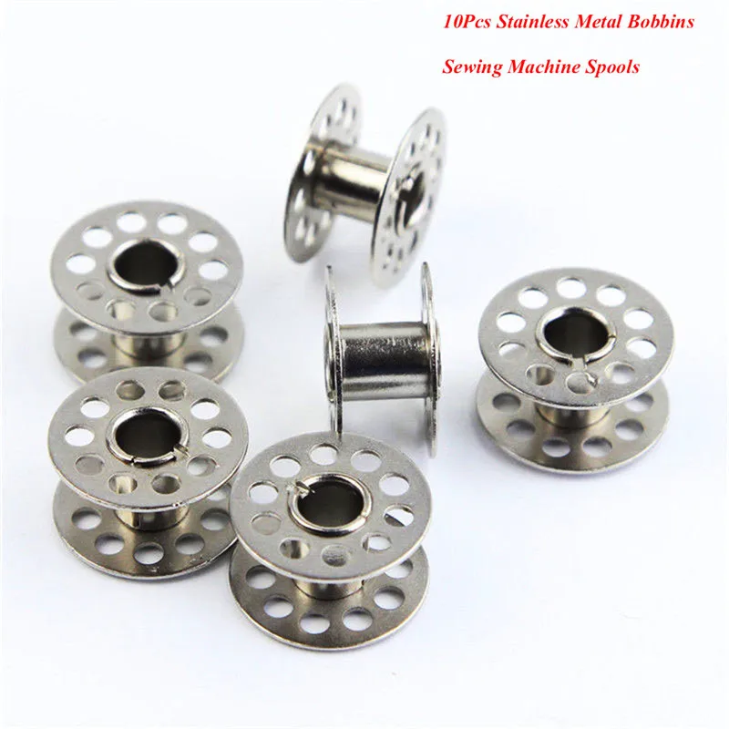 

10Pcs Empty Stainless Metal Bobbins Sewing Machine Spools for Sewing Machine