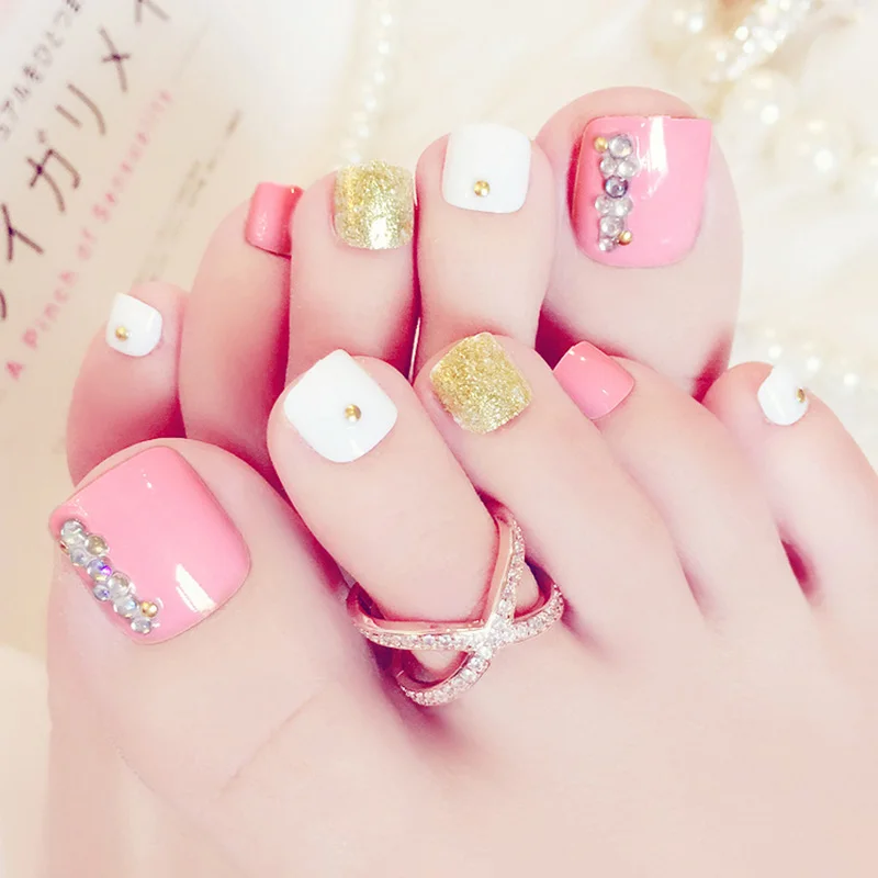 Nail art Япония и Южная Корея модная розовая ногти для ног &quotфранцзуский маникюр&quot