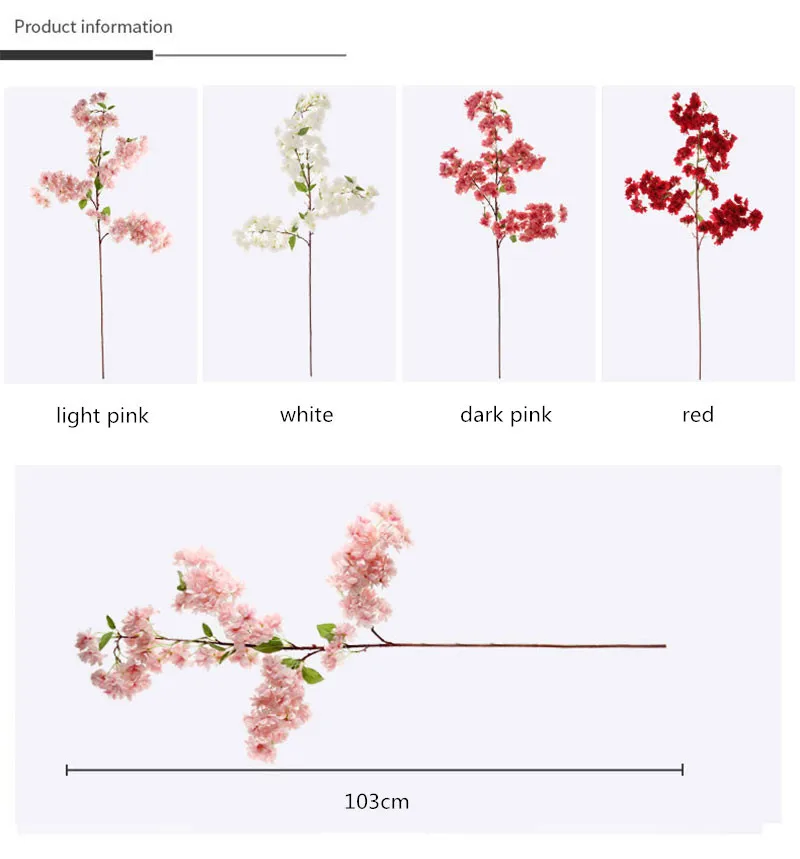 yumai Сакура Шелковые Цветы Искусственные Черри Сливы Ветки Дерева Свадьба Фон Настенный Декор Искусственные Цветы