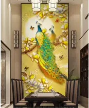 

Custom photo 3d wallpaper Golden Magnolia Gold Peacock porch Living room home decoration painting 3d wall murals wallpaper