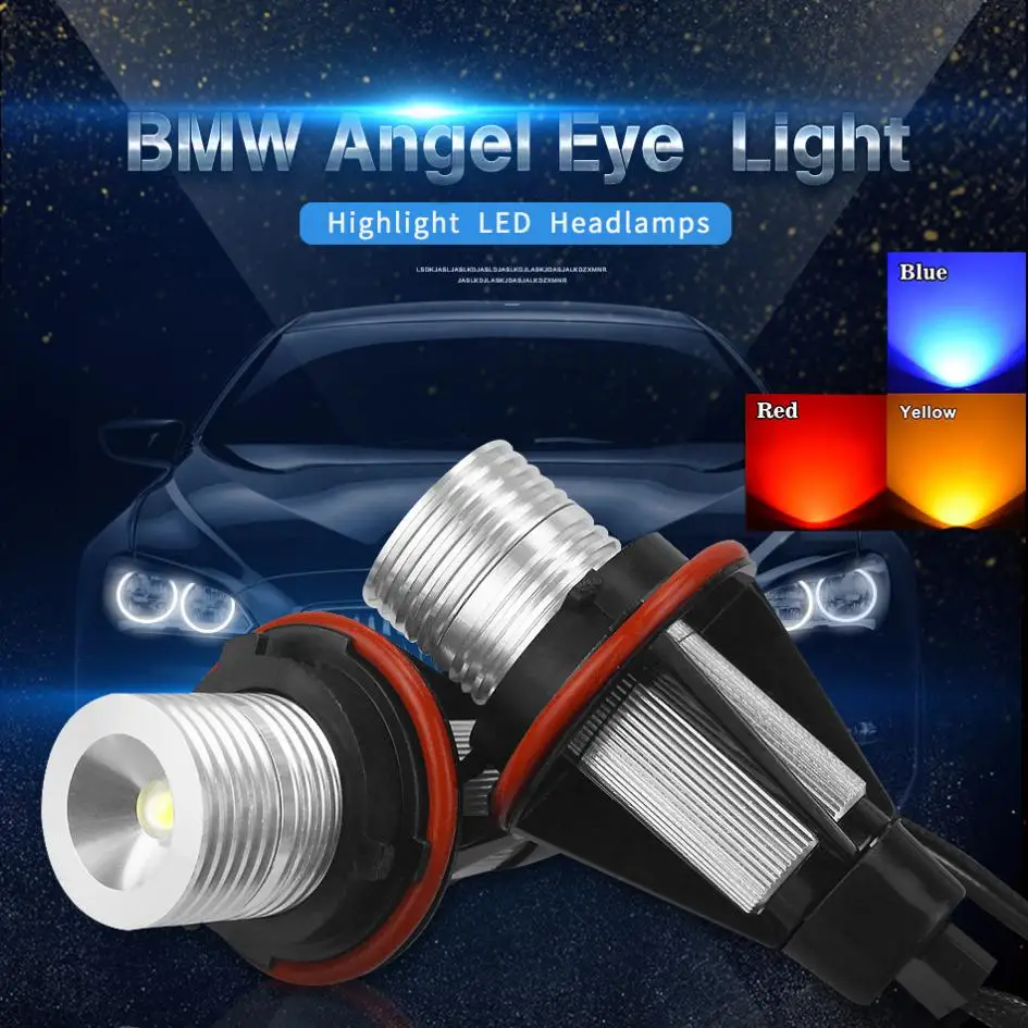 2x5 Вт 1400LM ангельские глазки, Автомобильный светодиодный галогенный кольцевой маркер, светильник, синий, красный, желтый цвет, автомобильная лампа для BMW X5 E39 E53 E60 E63 E64